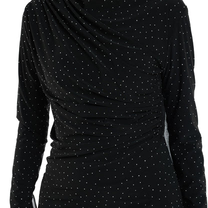 Shimmer Stone-Embellished Pleated Maxi Dress