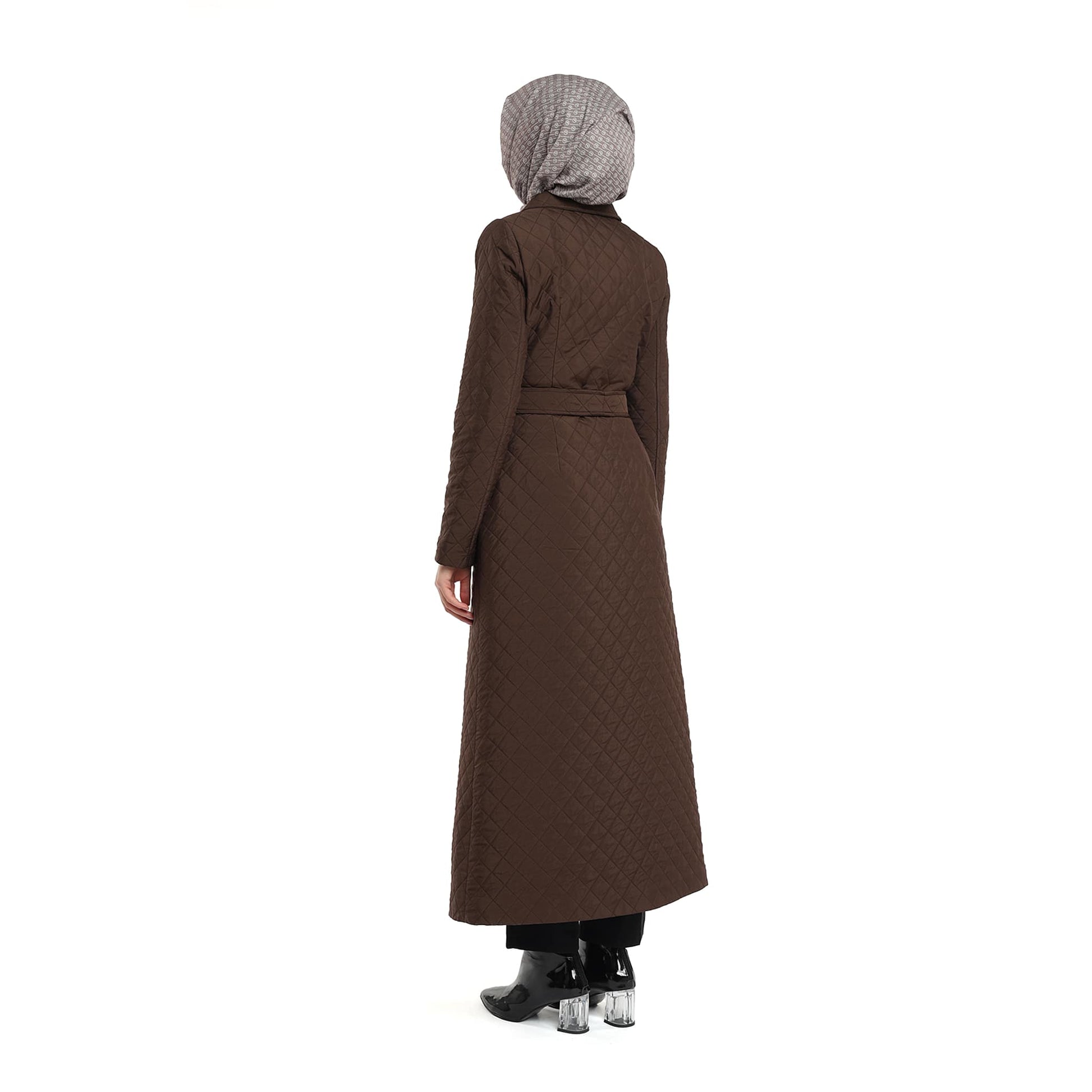 Diamond Quilted Belted Double Breasted Coat