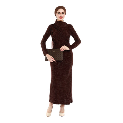 Shimmer Stone-Embellished Pleated Maxi Dress
