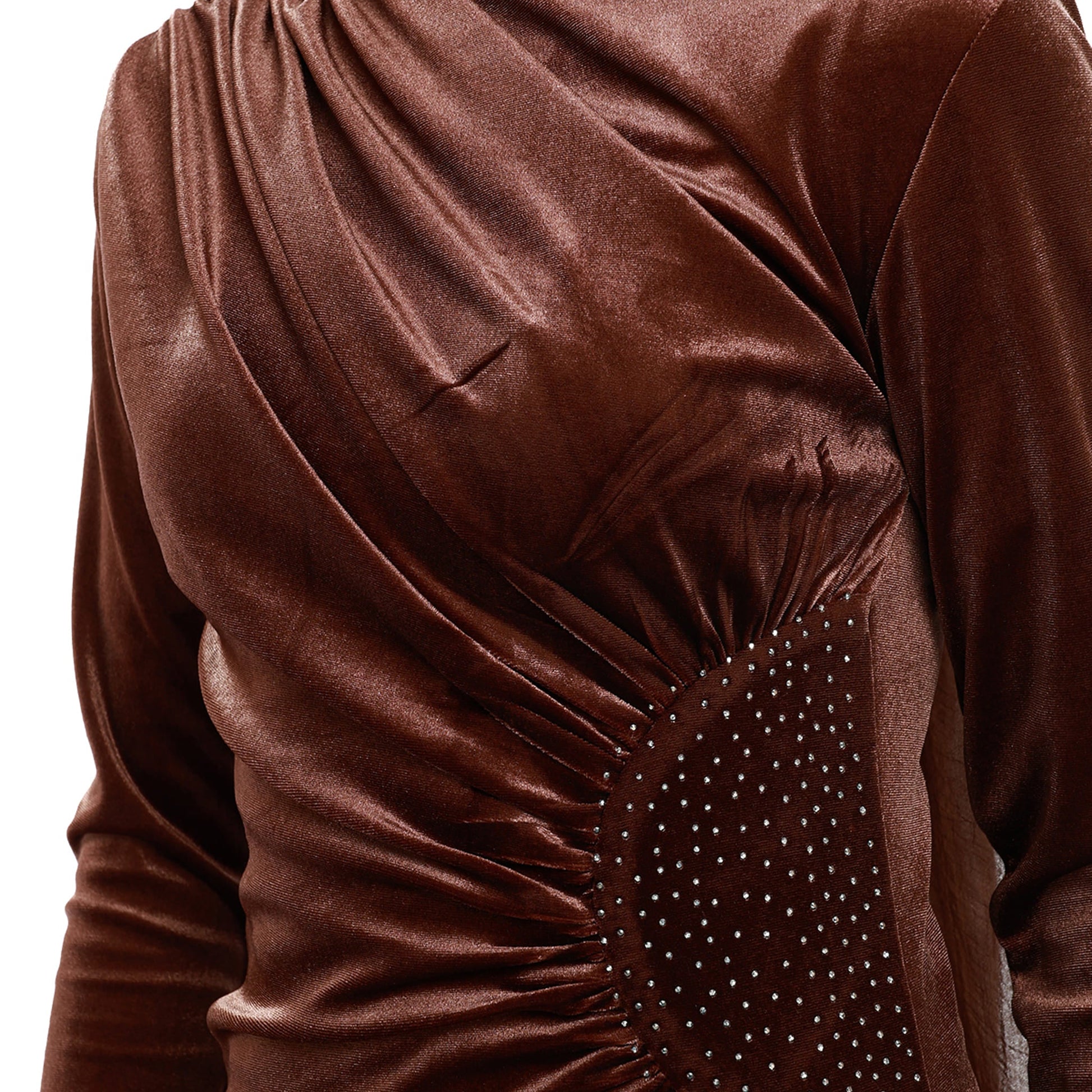 Velvet Maxi Dress with Pleats and Stone Details