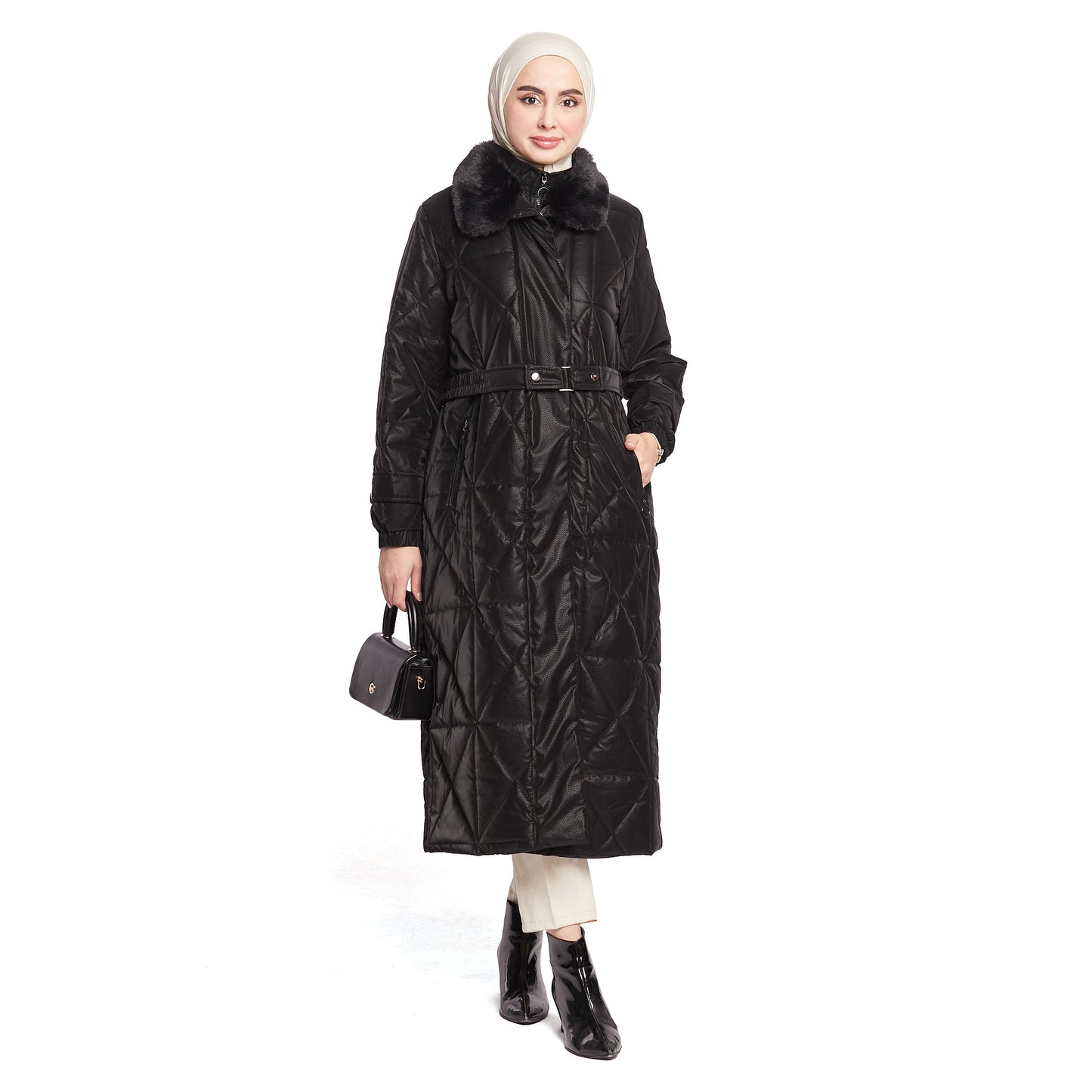 Fur Collar Quilted Coat
