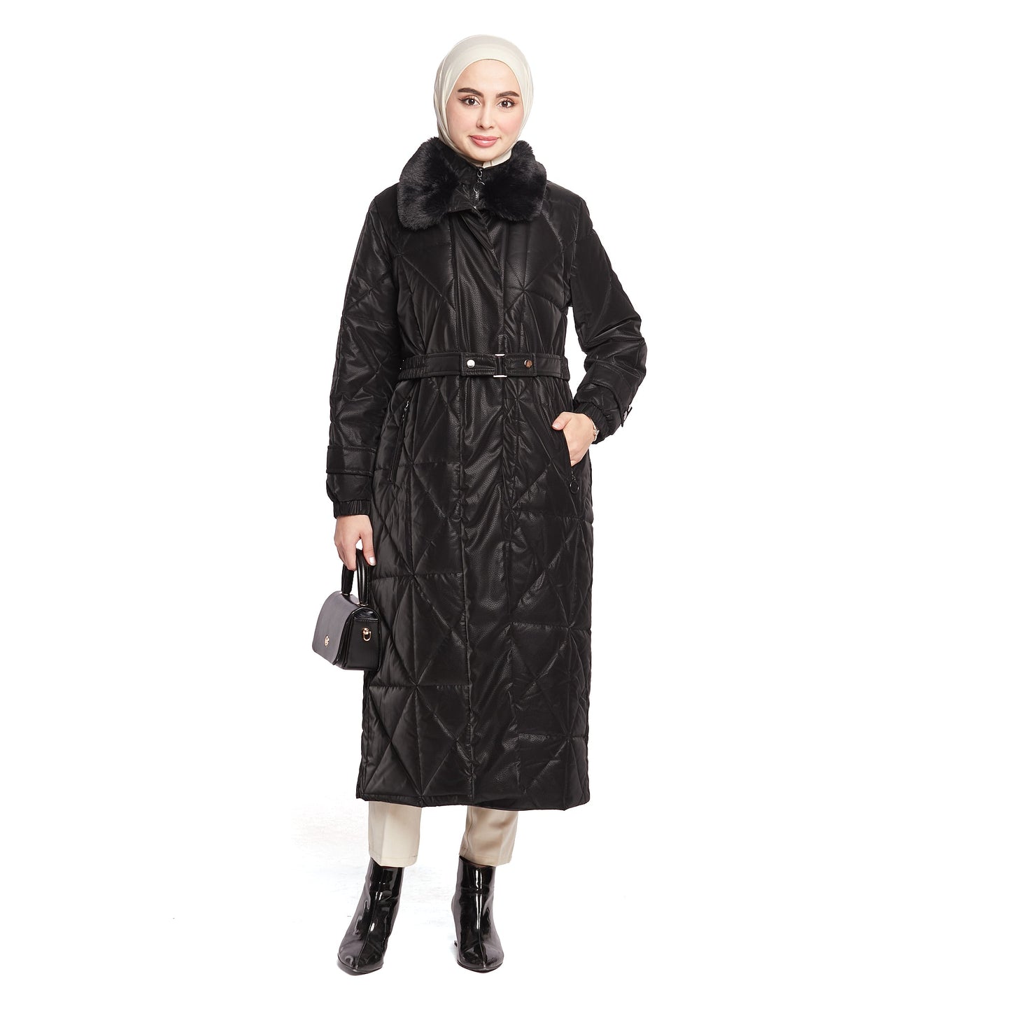 Fur Collar Quilted Coat