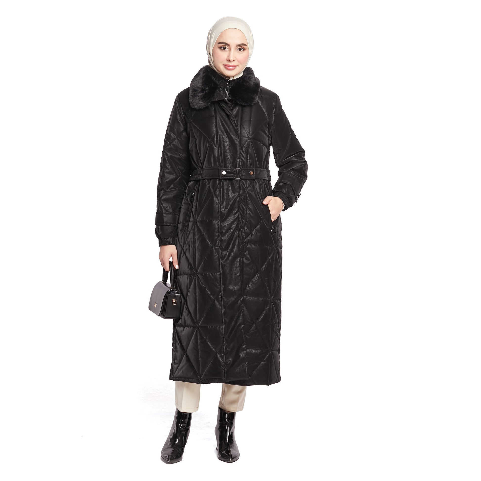 Fur Collar Quilted Coat