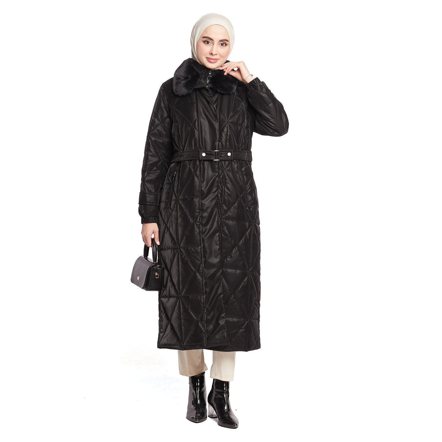 Fur Collar Quilted Coat