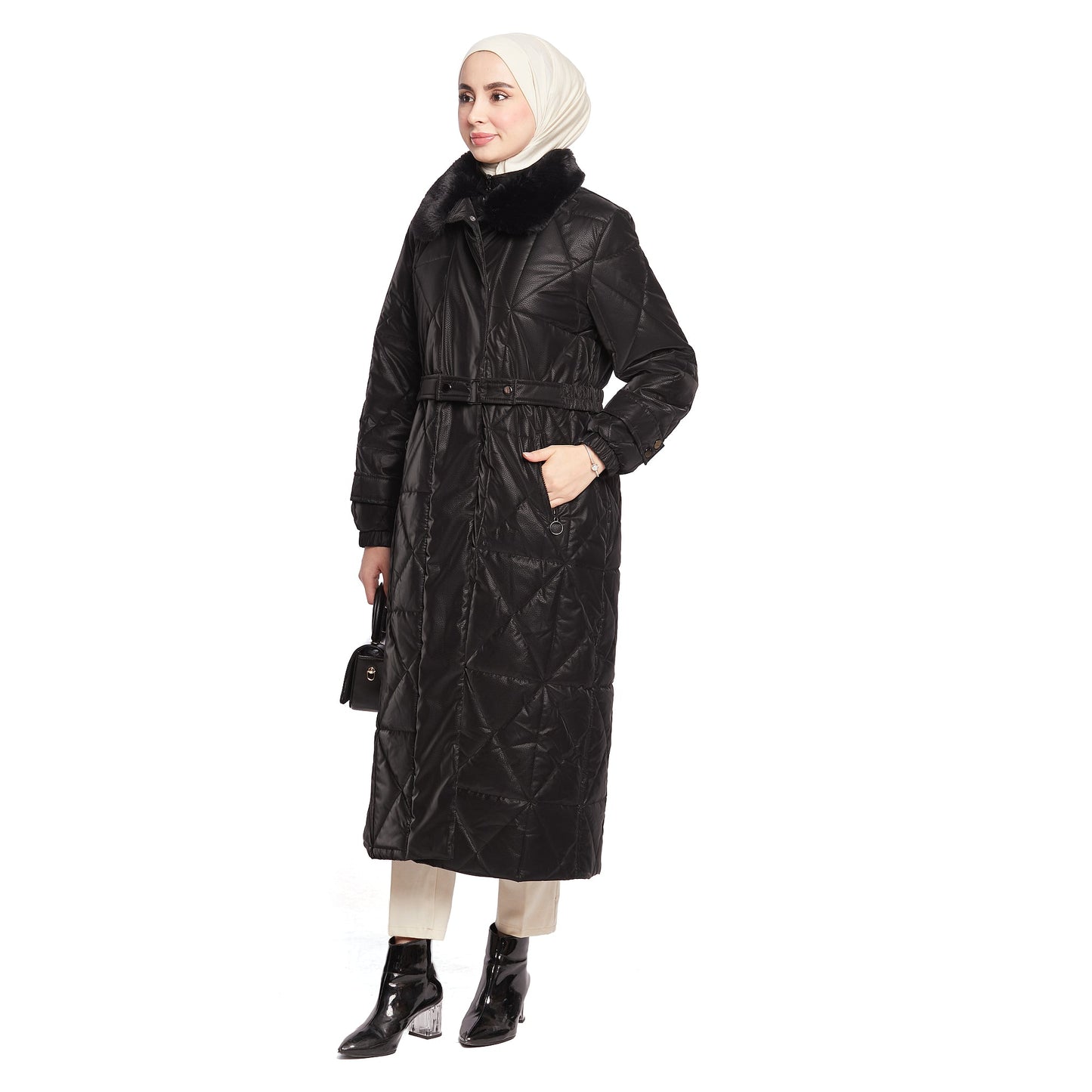Fur Collar Quilted Coat
