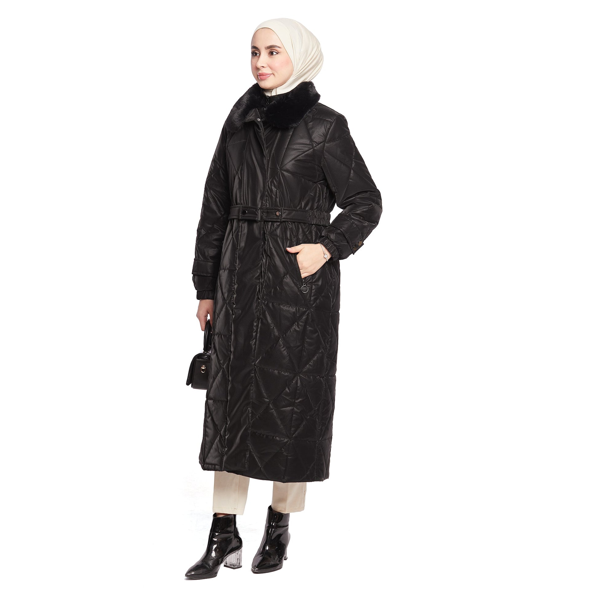Fur Collar Quilted Coat