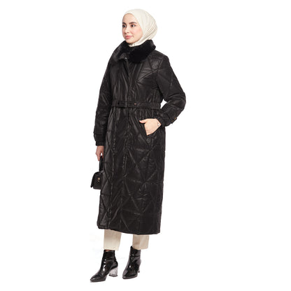 Fur Collar Quilted Coat