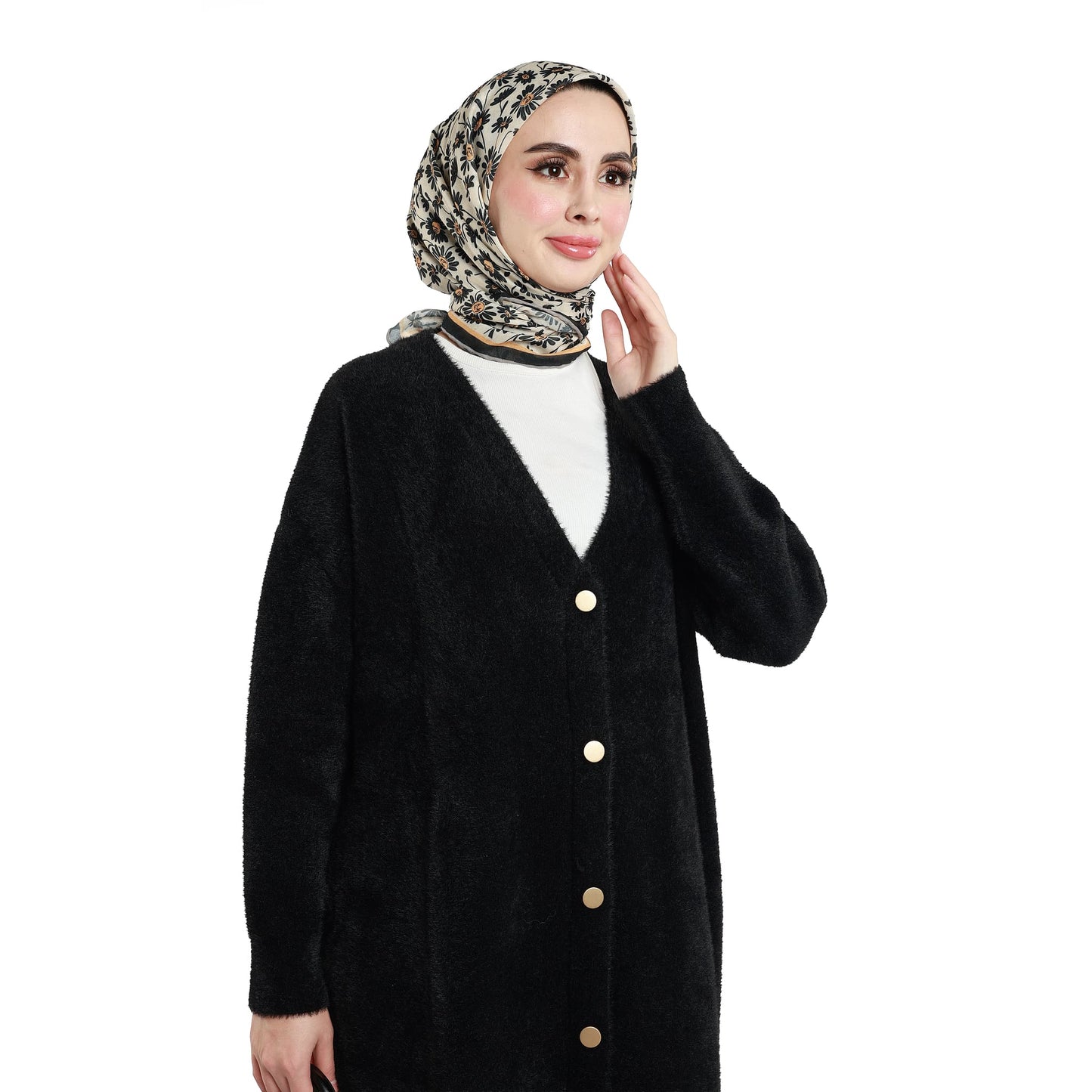 Gold Button Detailed Knitted Cardigan