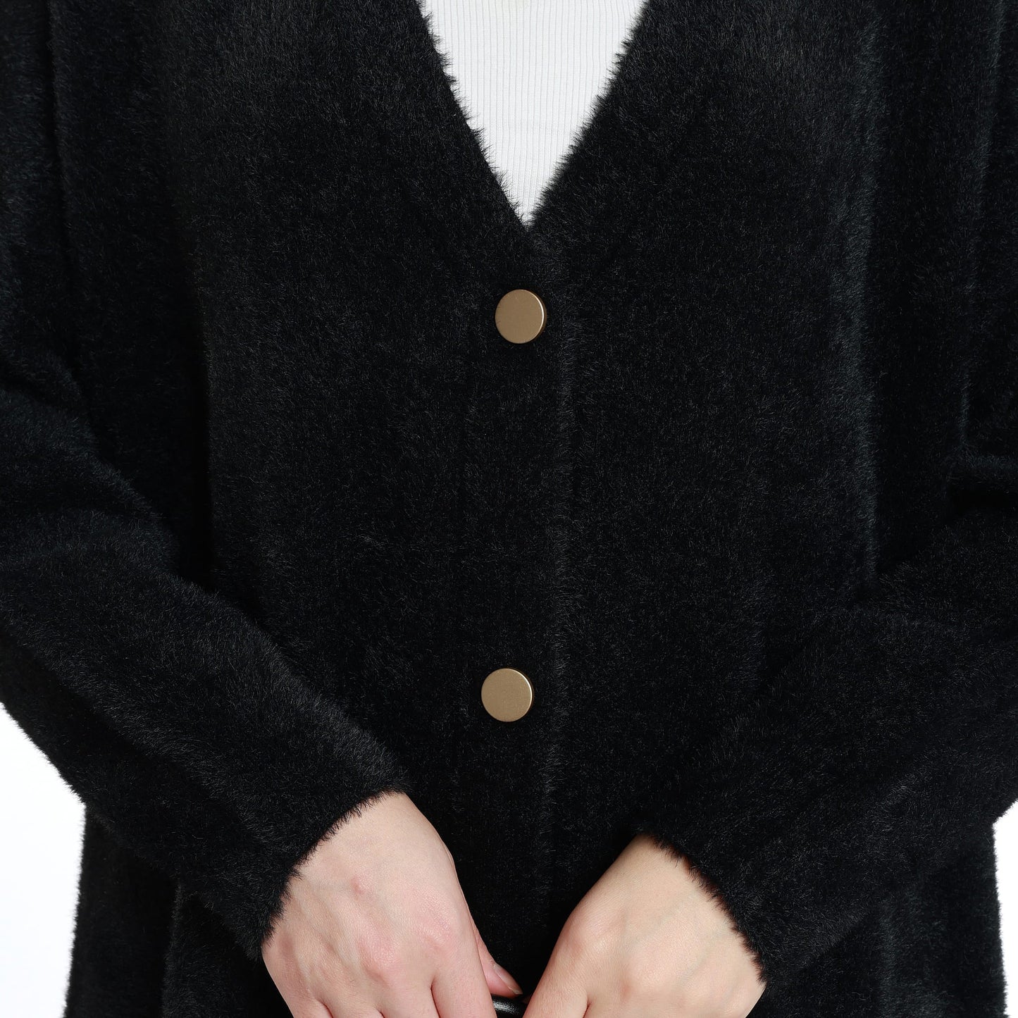 Gold Button Detailed Knitted Cardigan