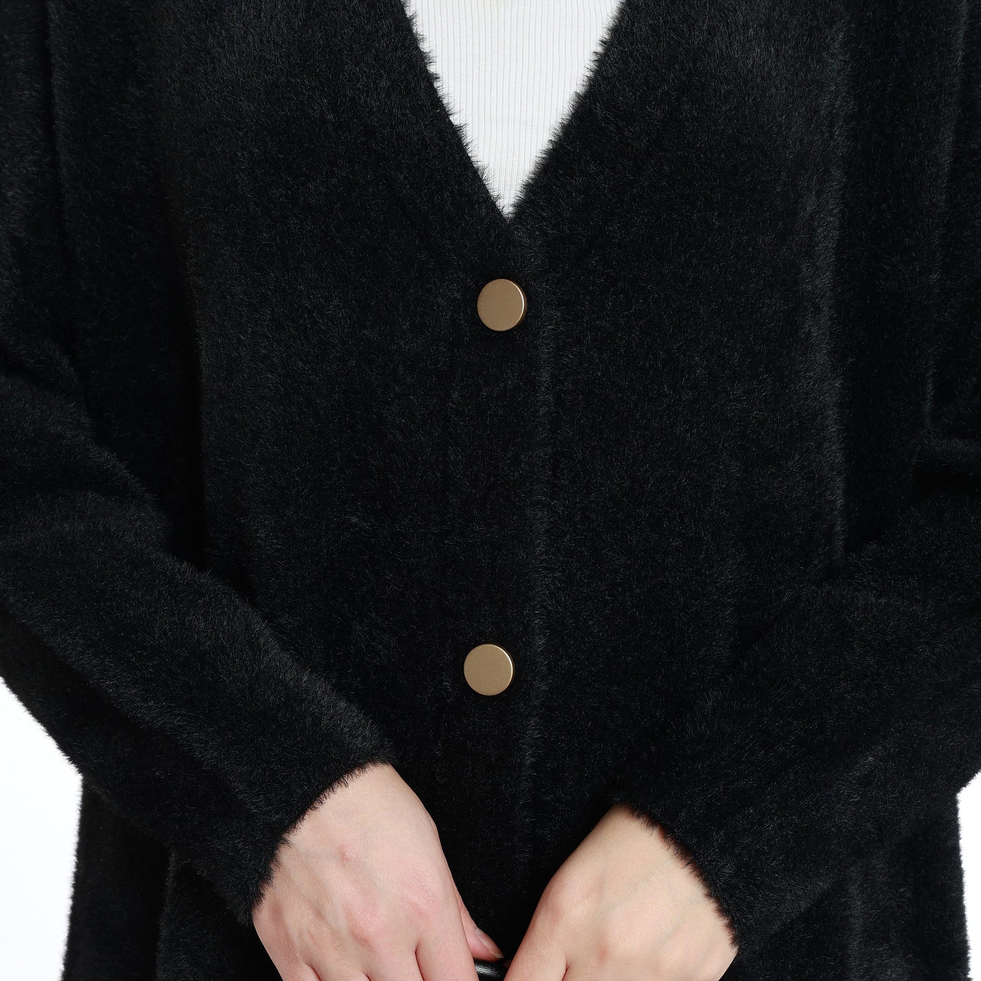 Gold Button Detailed Knitted Cardigan