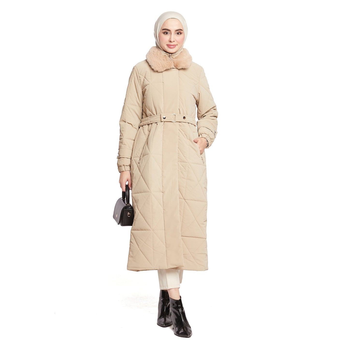 Fur Collar Quilted Coat