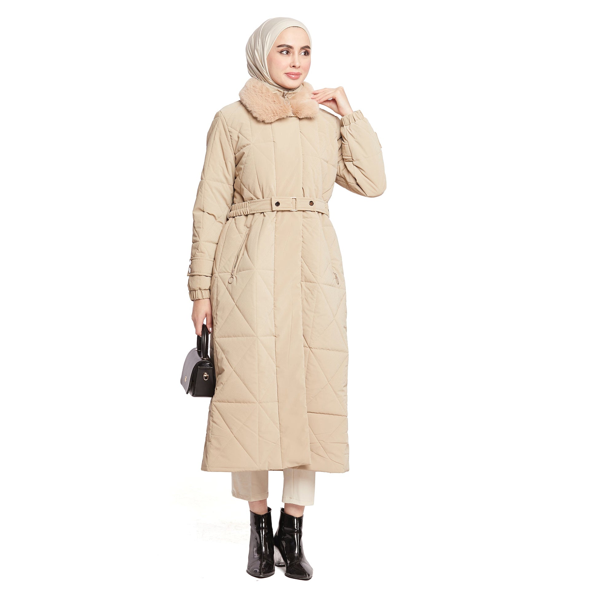 Fur Collar Quilted Coat