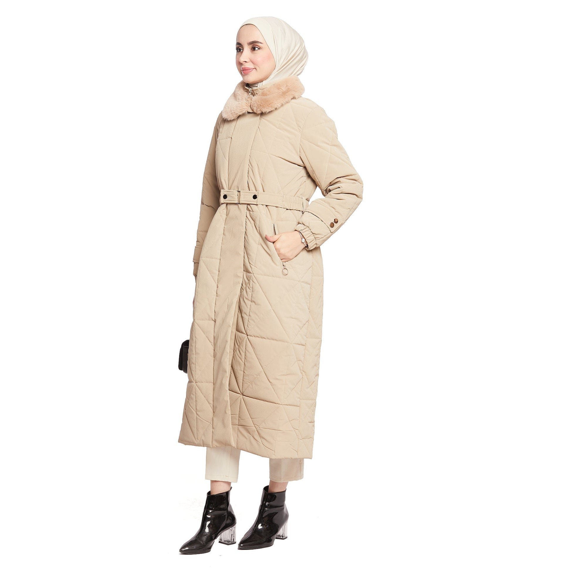 Fur Collar Quilted Coat