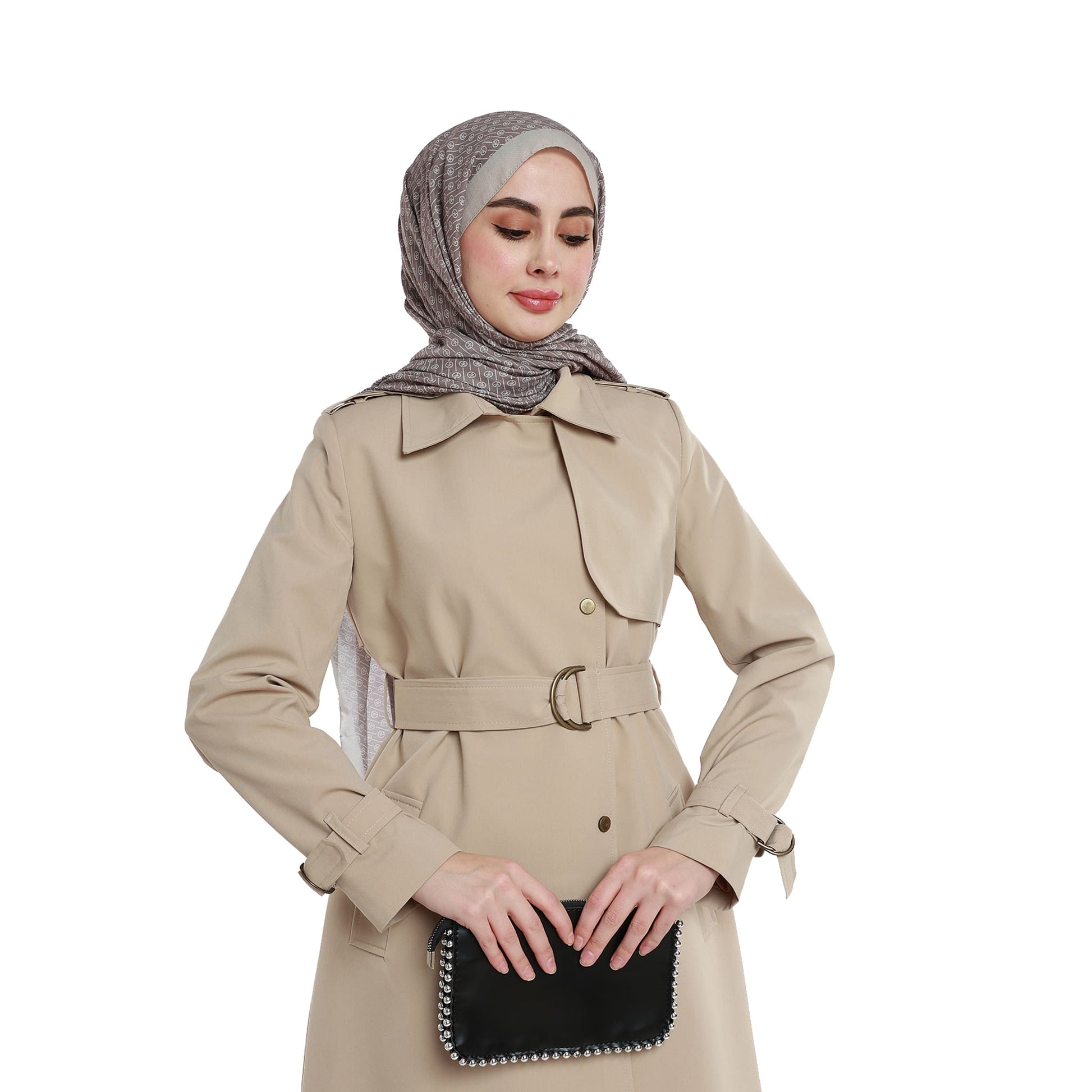 Polo Collar Belt Detail Mid-Length Coat