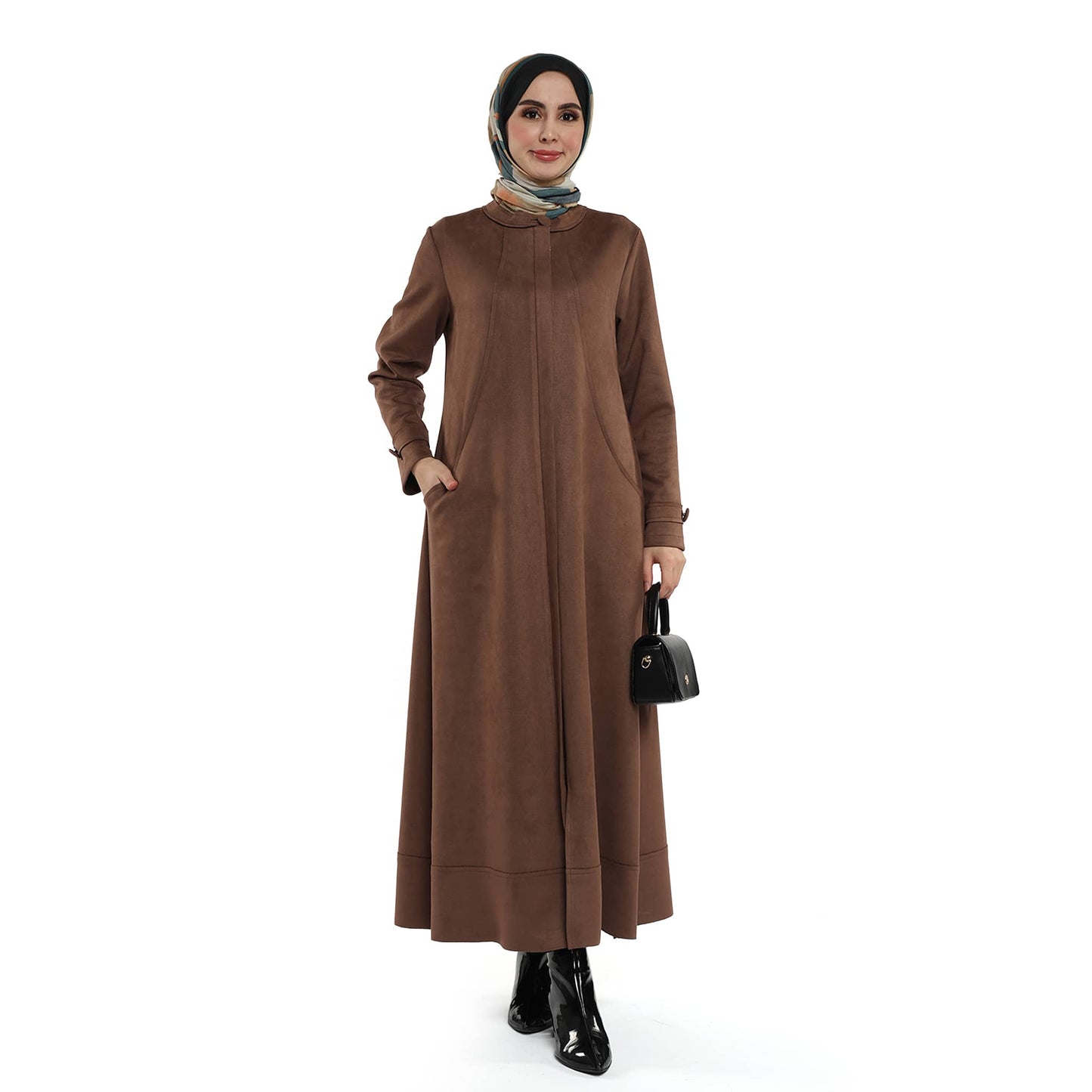 Hidden Pocket Suede Overcoat