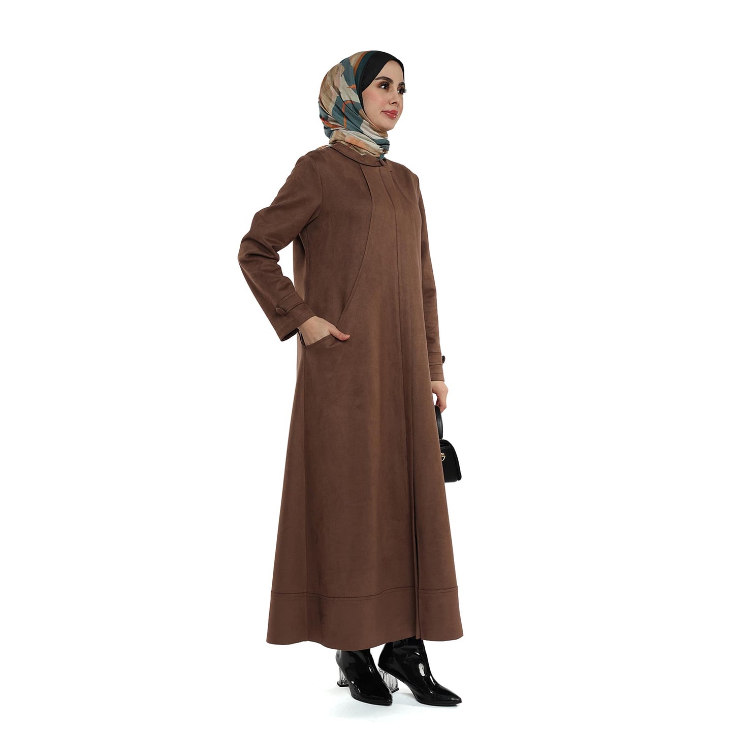 Hidden Pocket Suede Overcoat