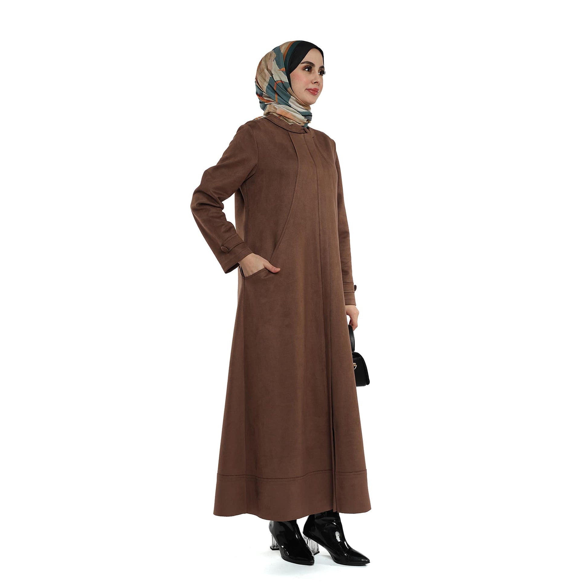 Hidden Pocket Suede Overcoat