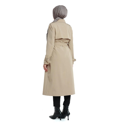 Polo Collar Belt Detail Mid-Length Coat
