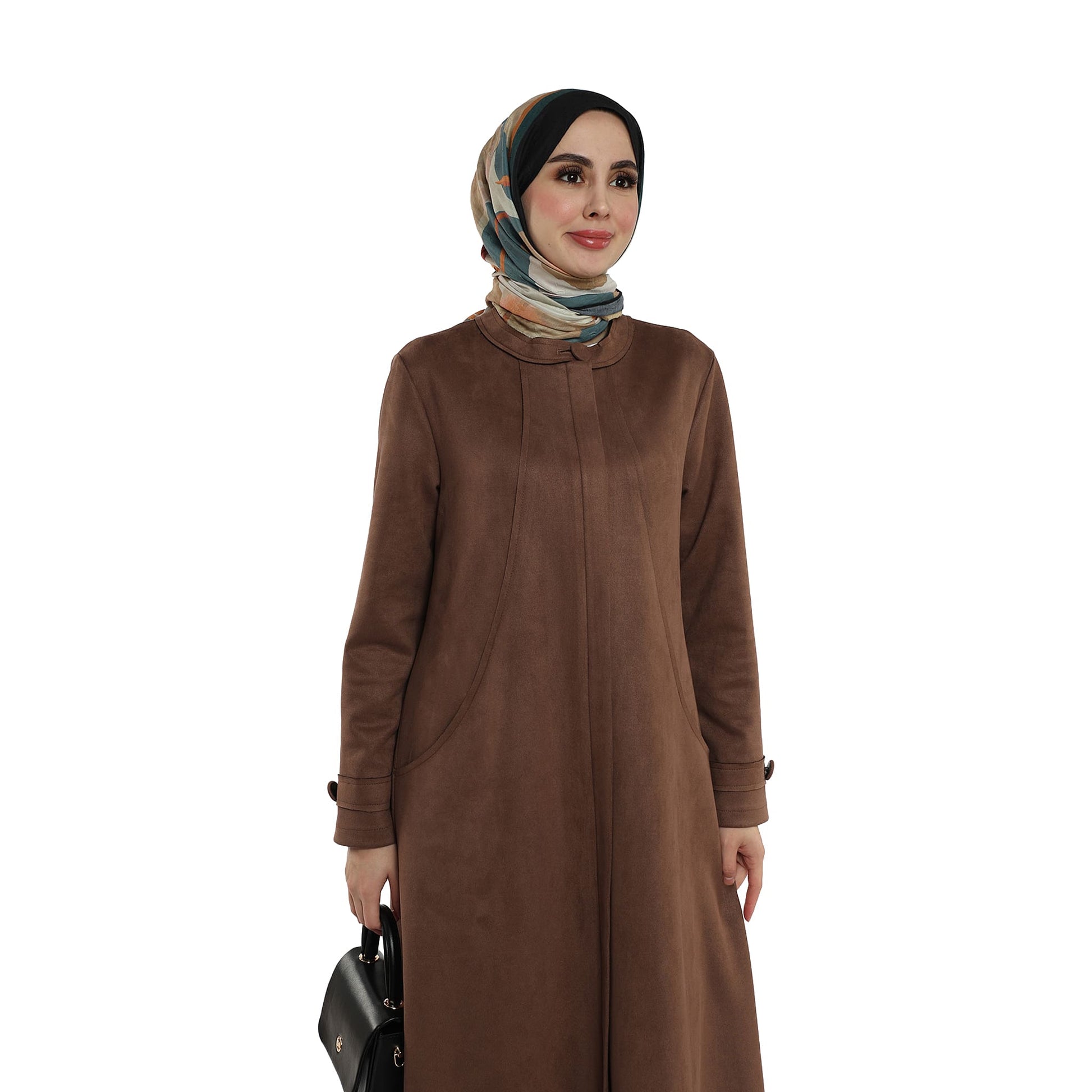 Hidden Pocket Suede Overcoat
