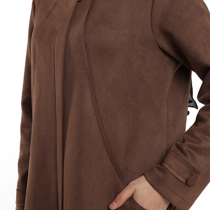 Hidden Pocket Suede Overcoat