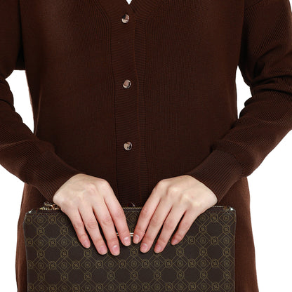 Oversized V-Neck Knit with Shiny Metal Buttons