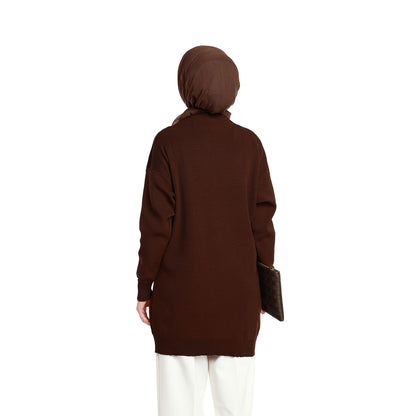 Oversized V-Neck Knit with Shiny Metal Buttons