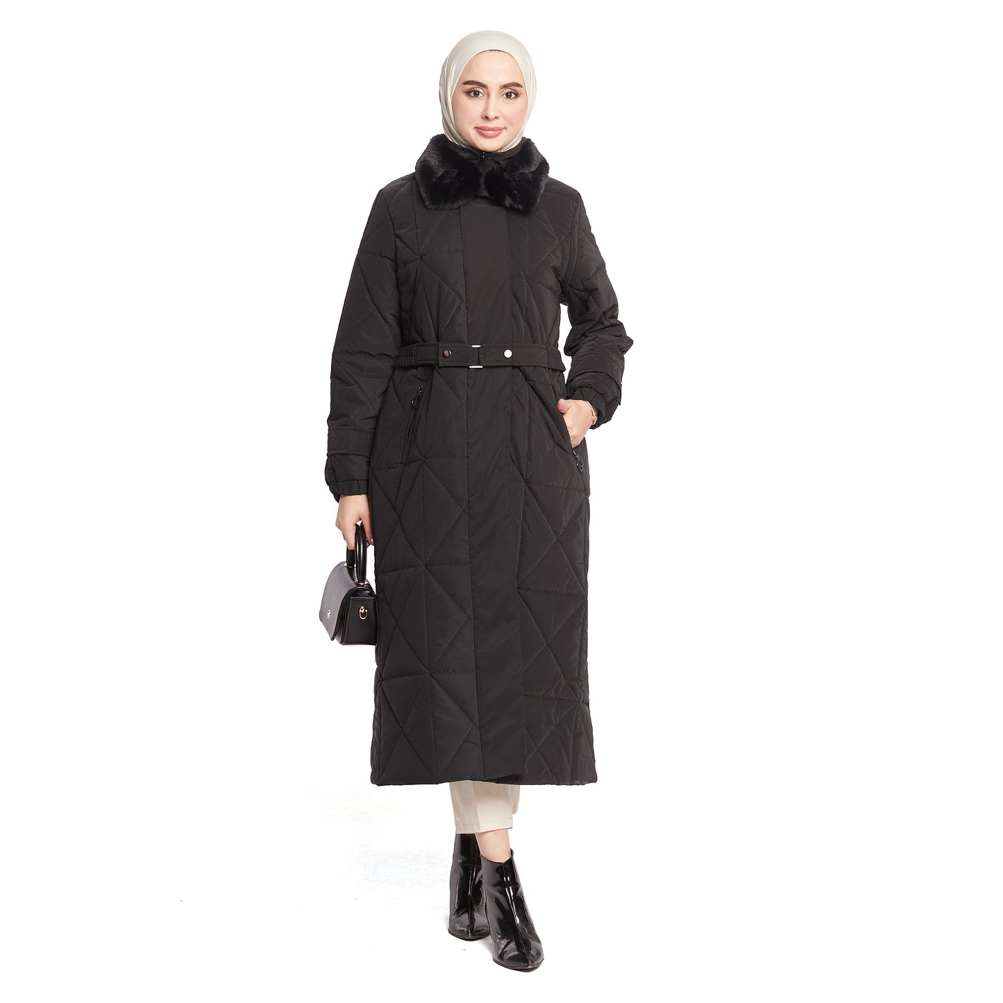 Fur Collar Quilted Coat