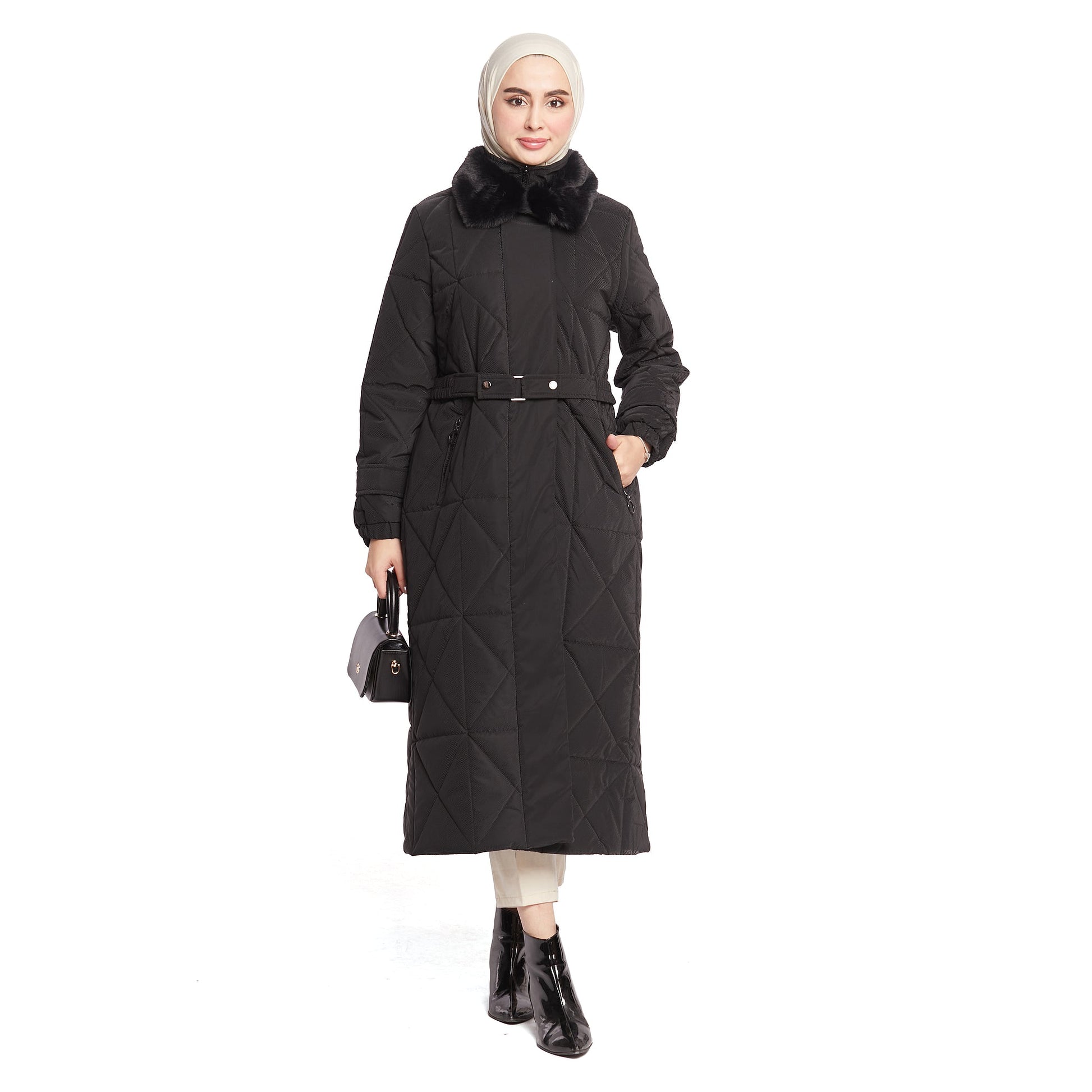Fur Collar Quilted Coat