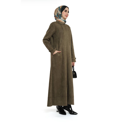 Hidden Pocket Suede Overcoat