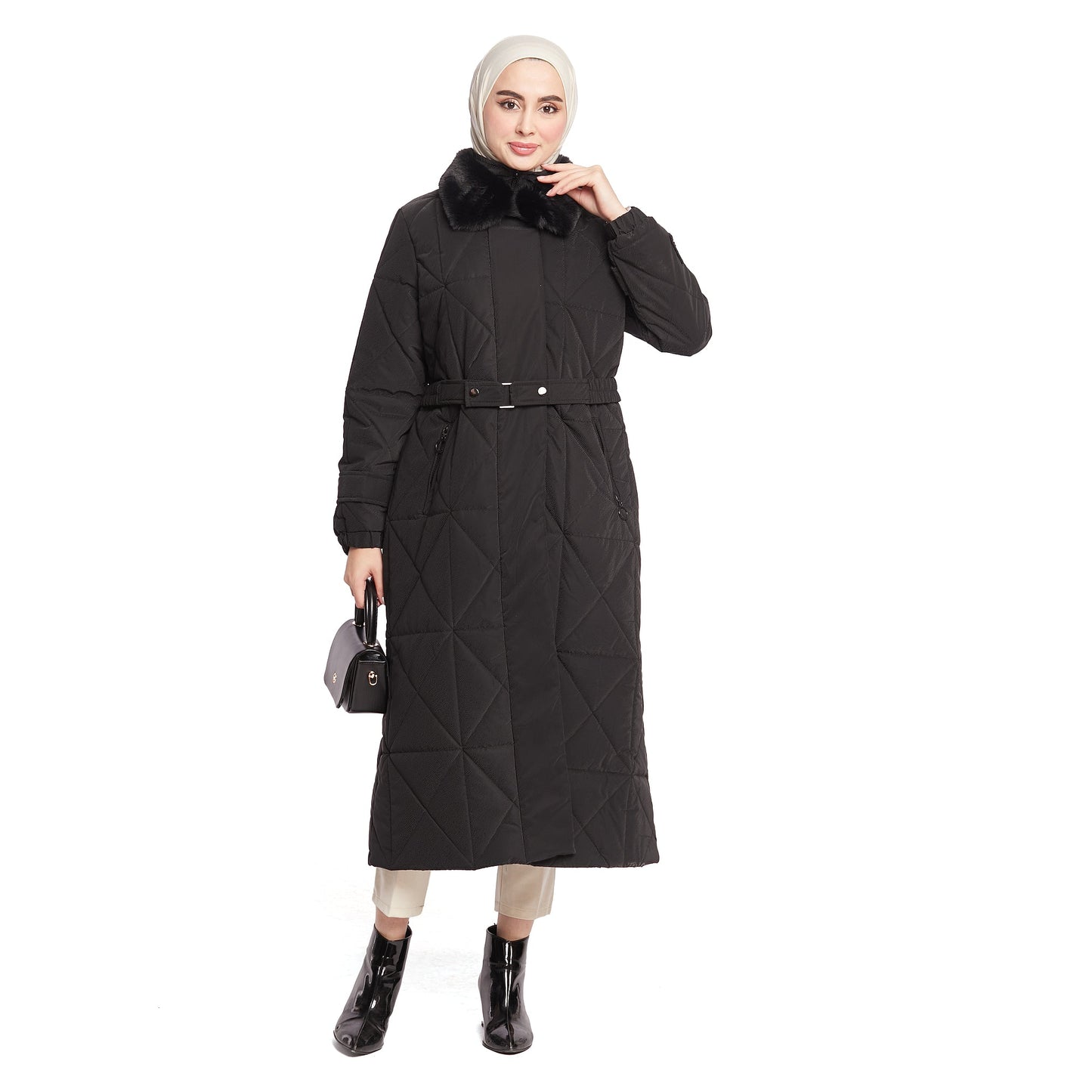 Fur Collar Quilted Coat