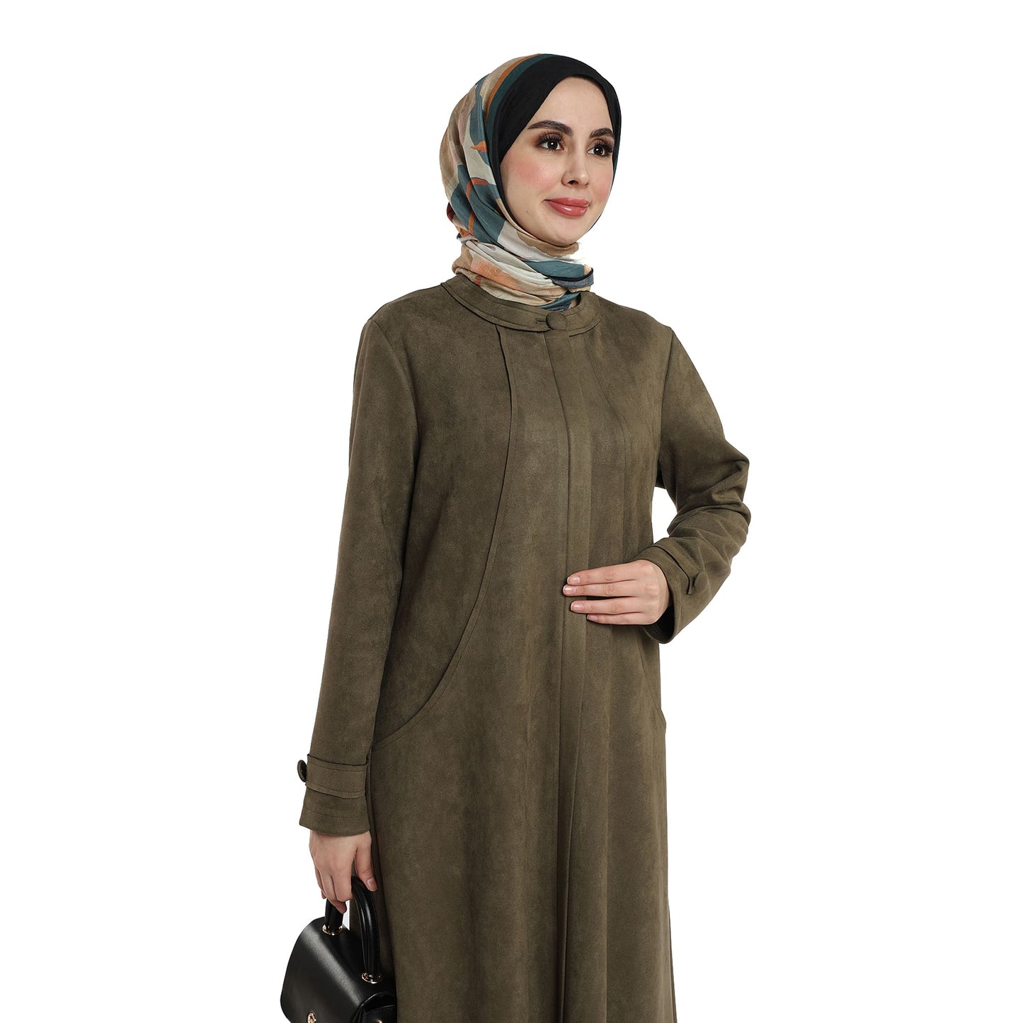 Hidden Pocket Suede Overcoat