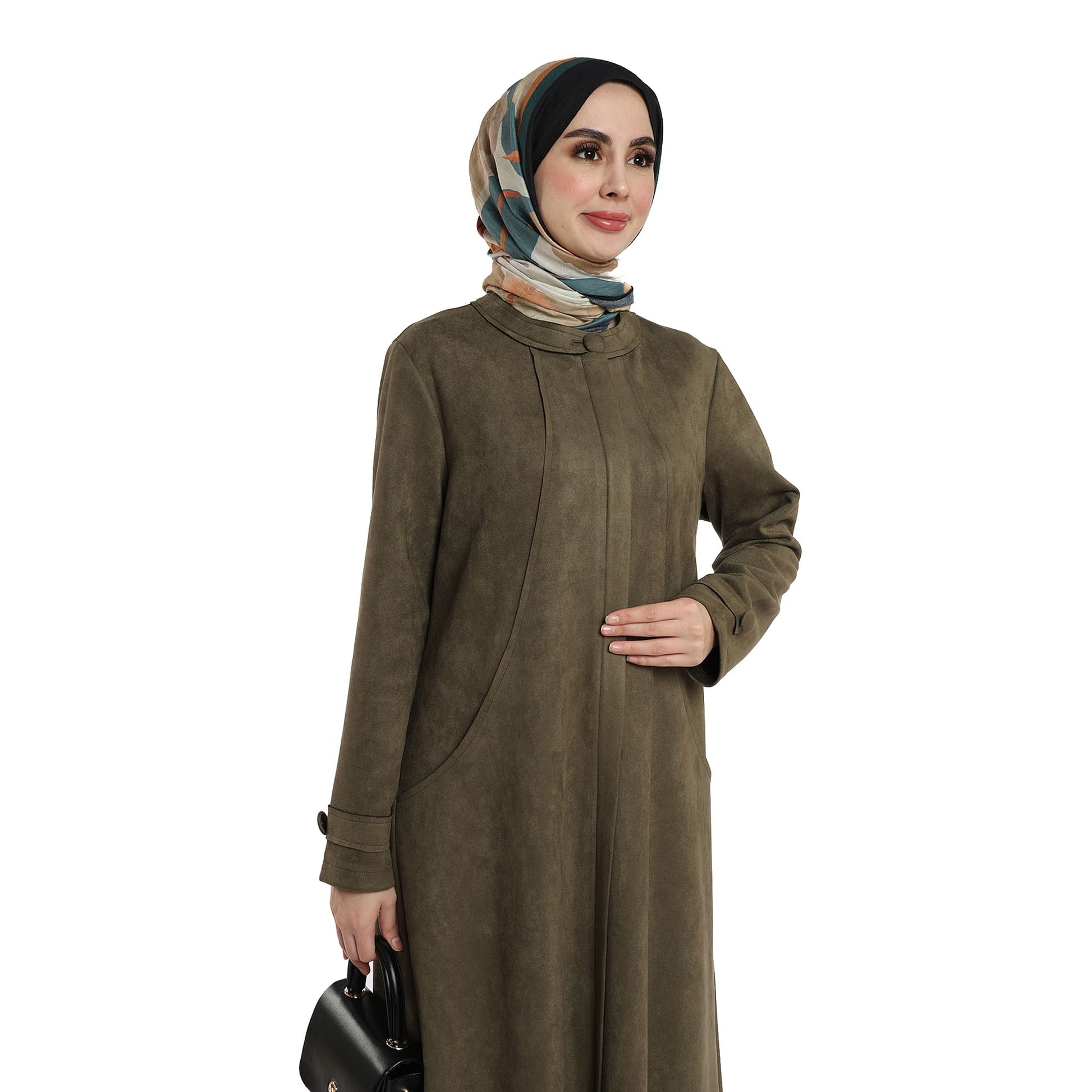 Hidden Pocket Suede Overcoat