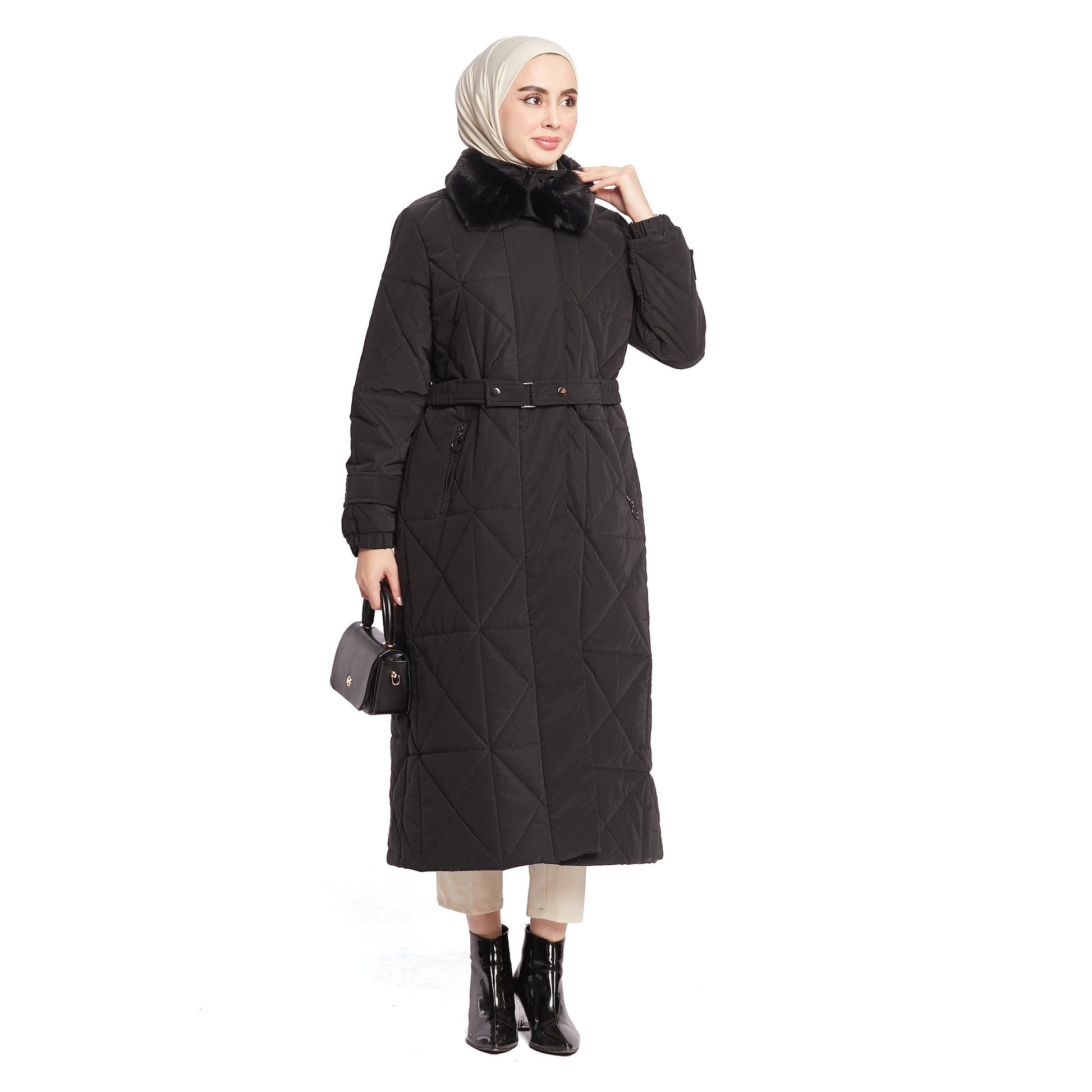 Fur Collar Quilted Coat