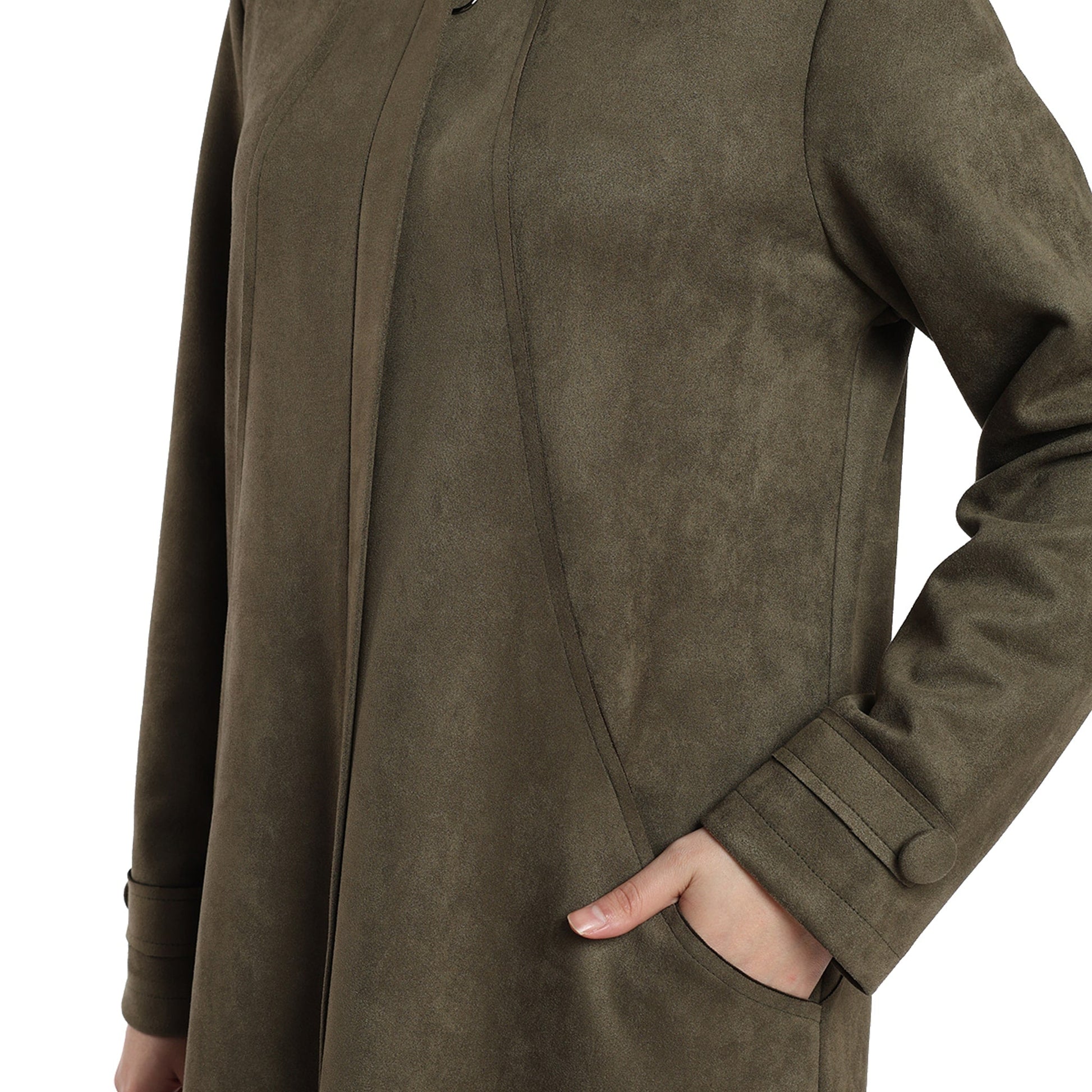Hidden Pocket Suede Overcoat