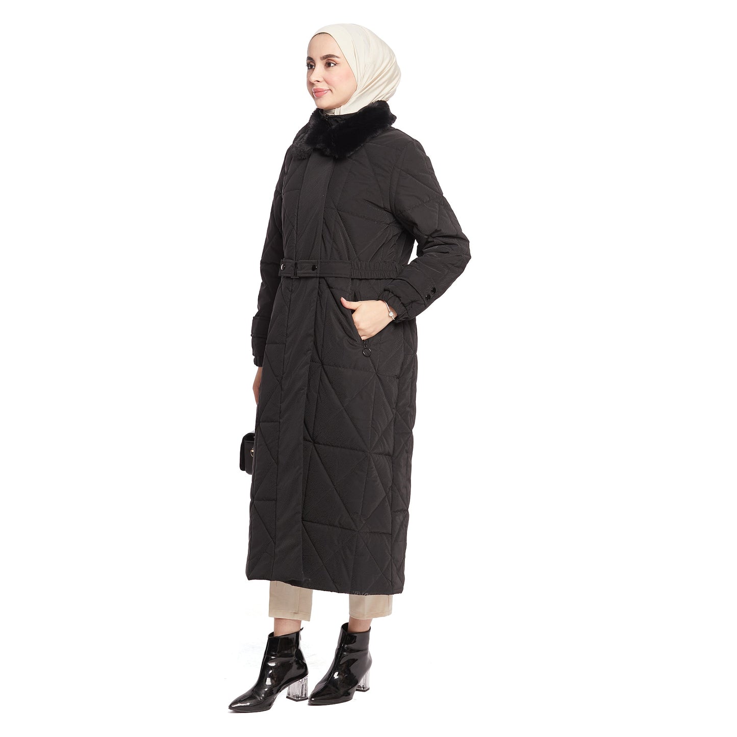 Fur Collar Quilted Coat