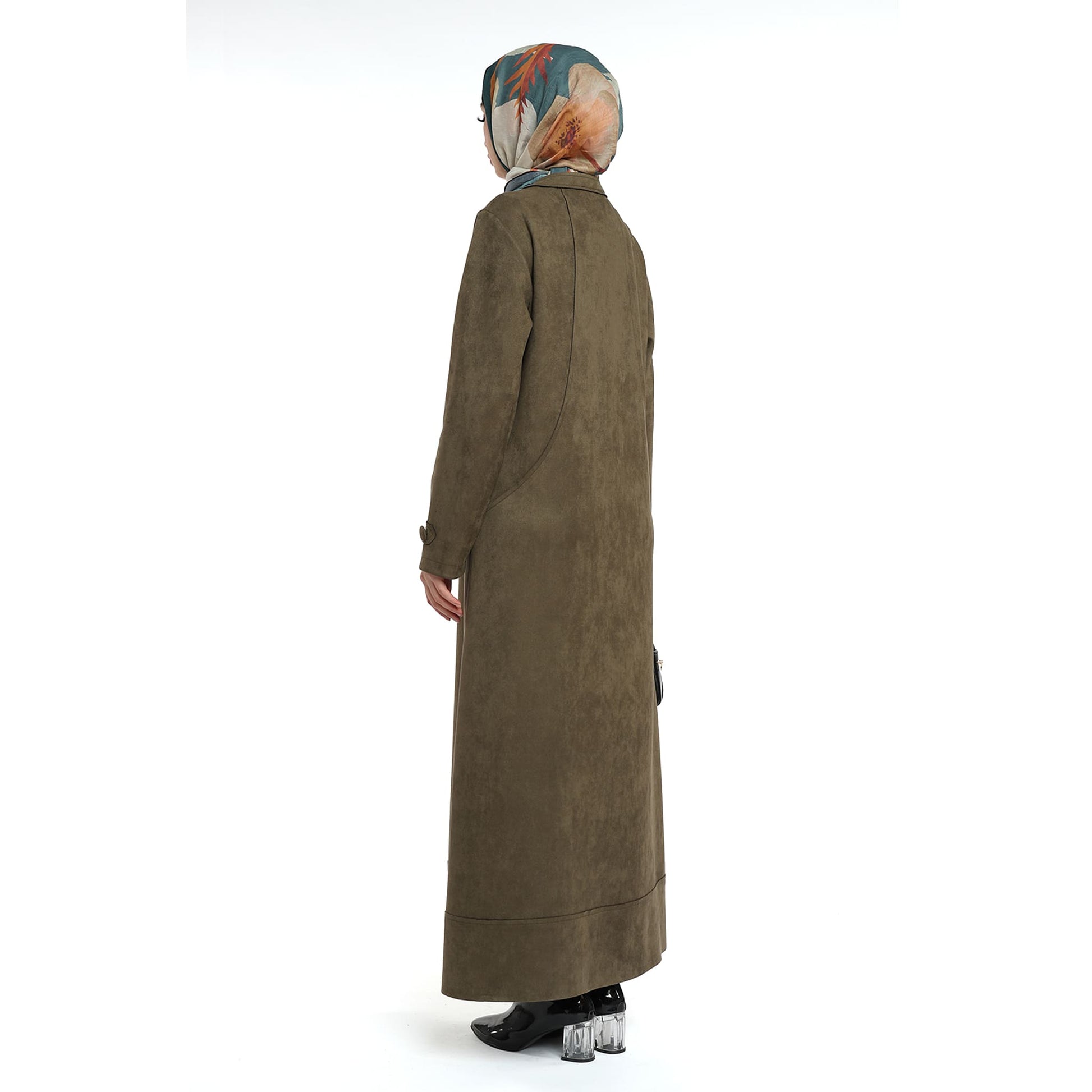 Hidden Pocket Suede Overcoat
