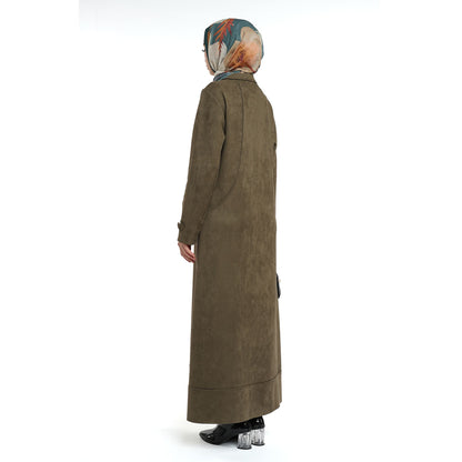 Hidden Pocket Suede Overcoat