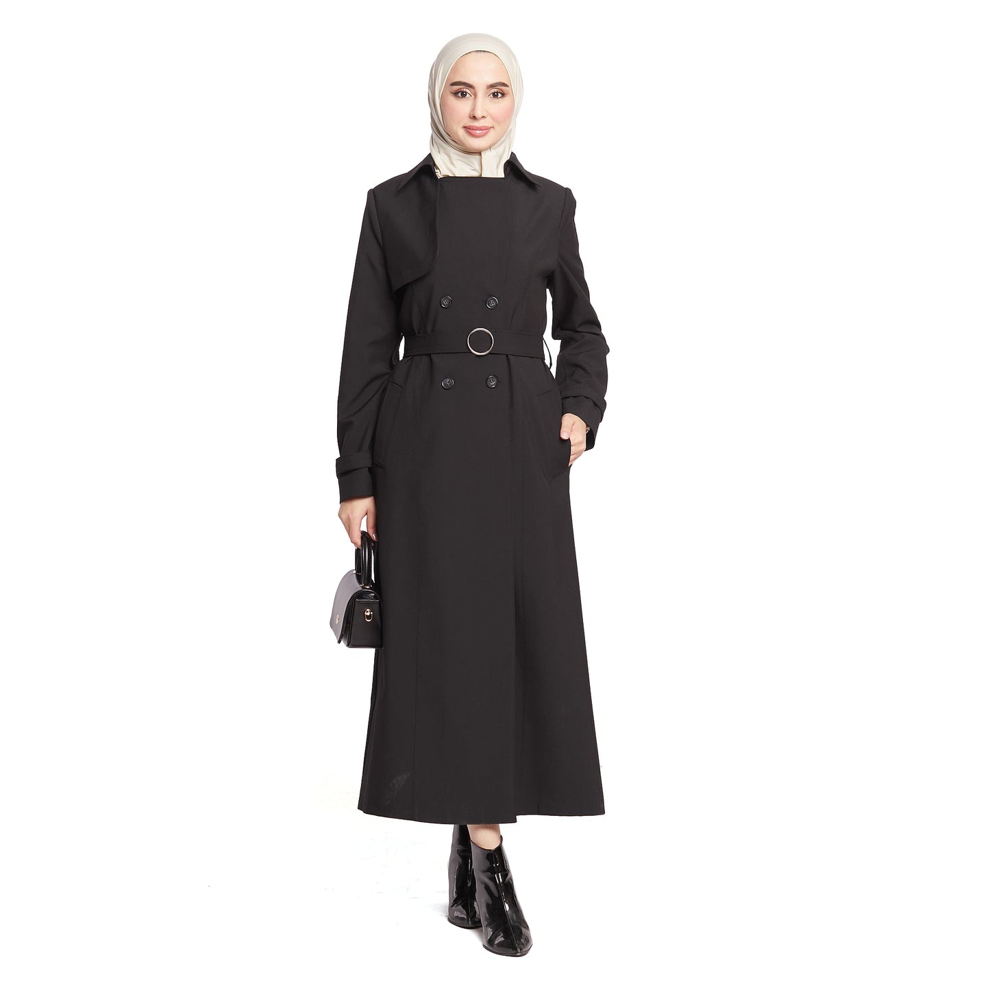 Double-Breasted Belted Lined Overcoat