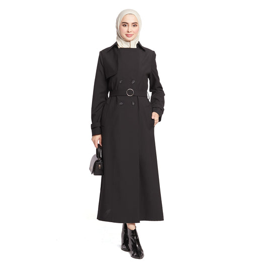 Double-Breasted Belted Lined Overcoat