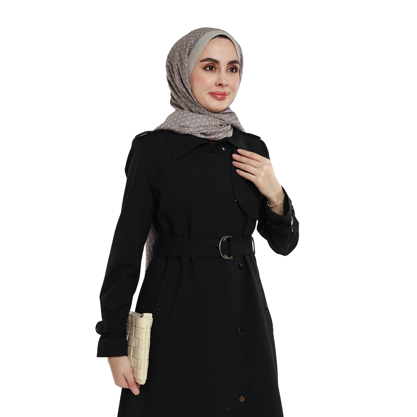 Polo Collar Belt Detail Mid-Length Coat