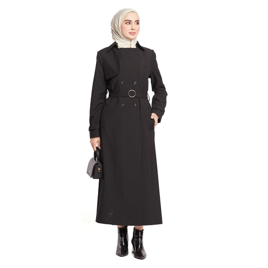 Double-Breasted Belted Lined Overcoat
