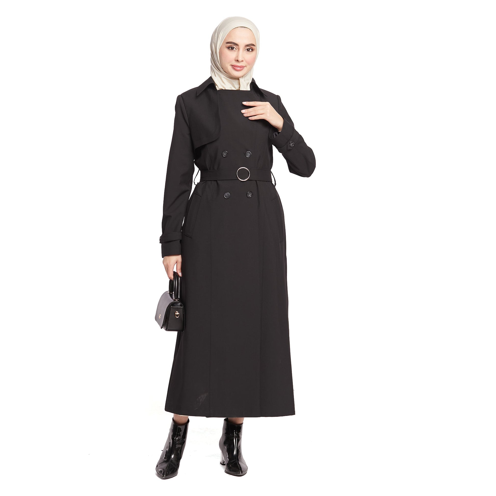 Double-Breasted Belted Lined Overcoat