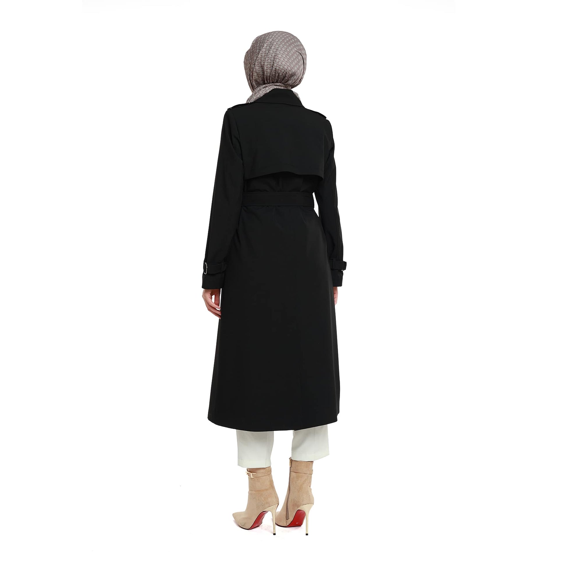 Polo Collar Belt Detail Mid-Length Coat