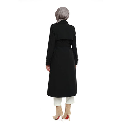 Polo Collar Belt Detail Mid-Length Coat