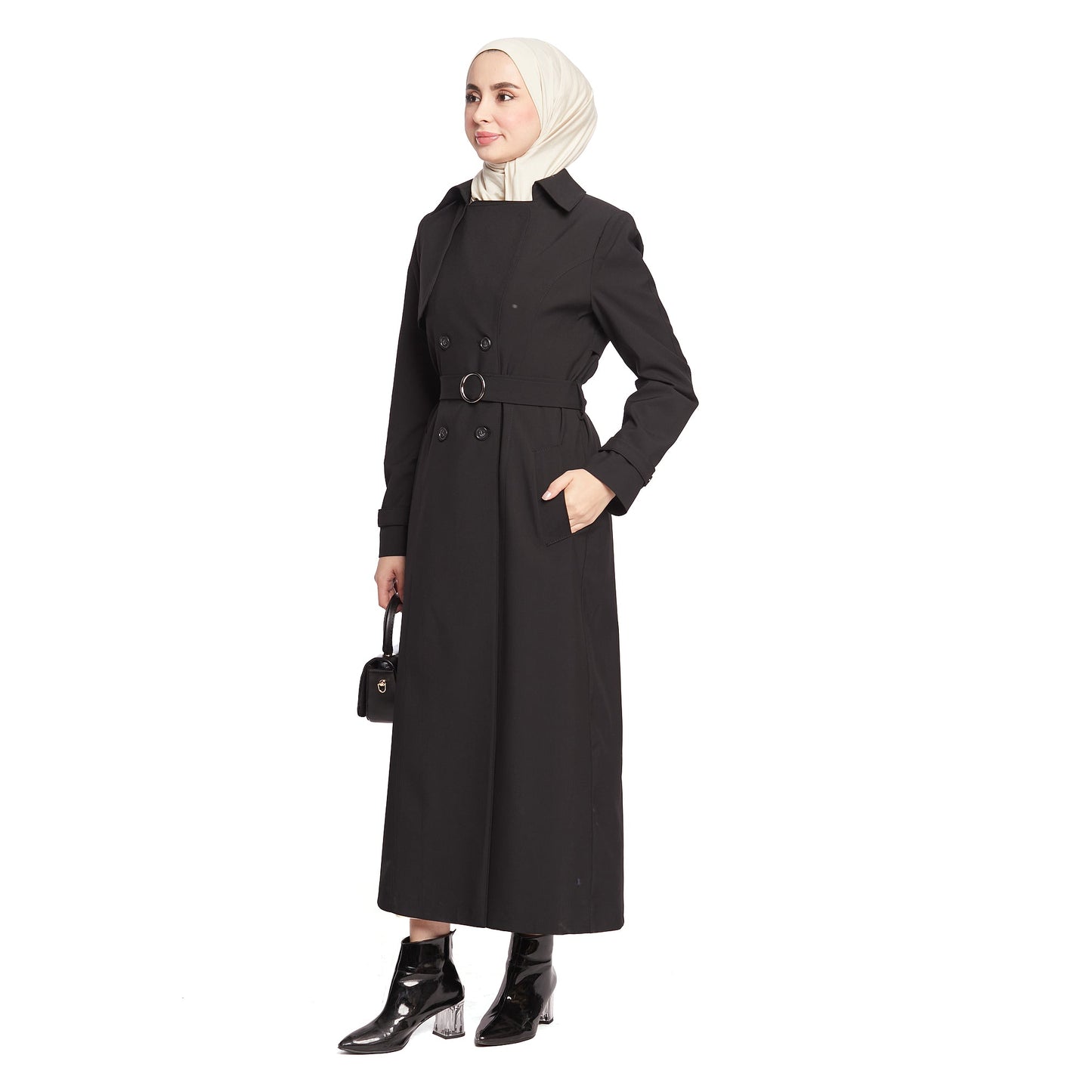 Double-Breasted Belted Lined Overcoat