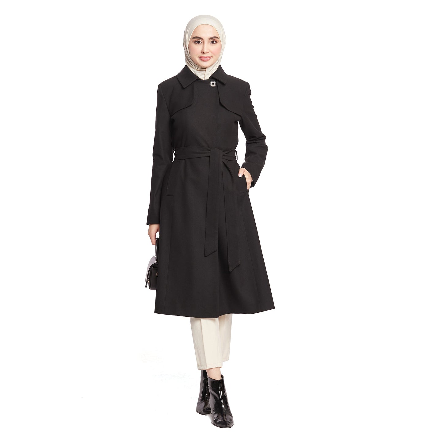 Concealed Placket Single-Button Lined Coat