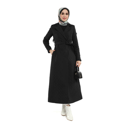 Diamond Quilted Belted Double Breasted Coat