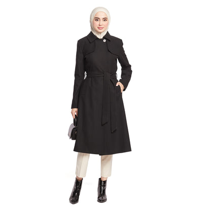 Concealed Placket Single-Button Lined Coat