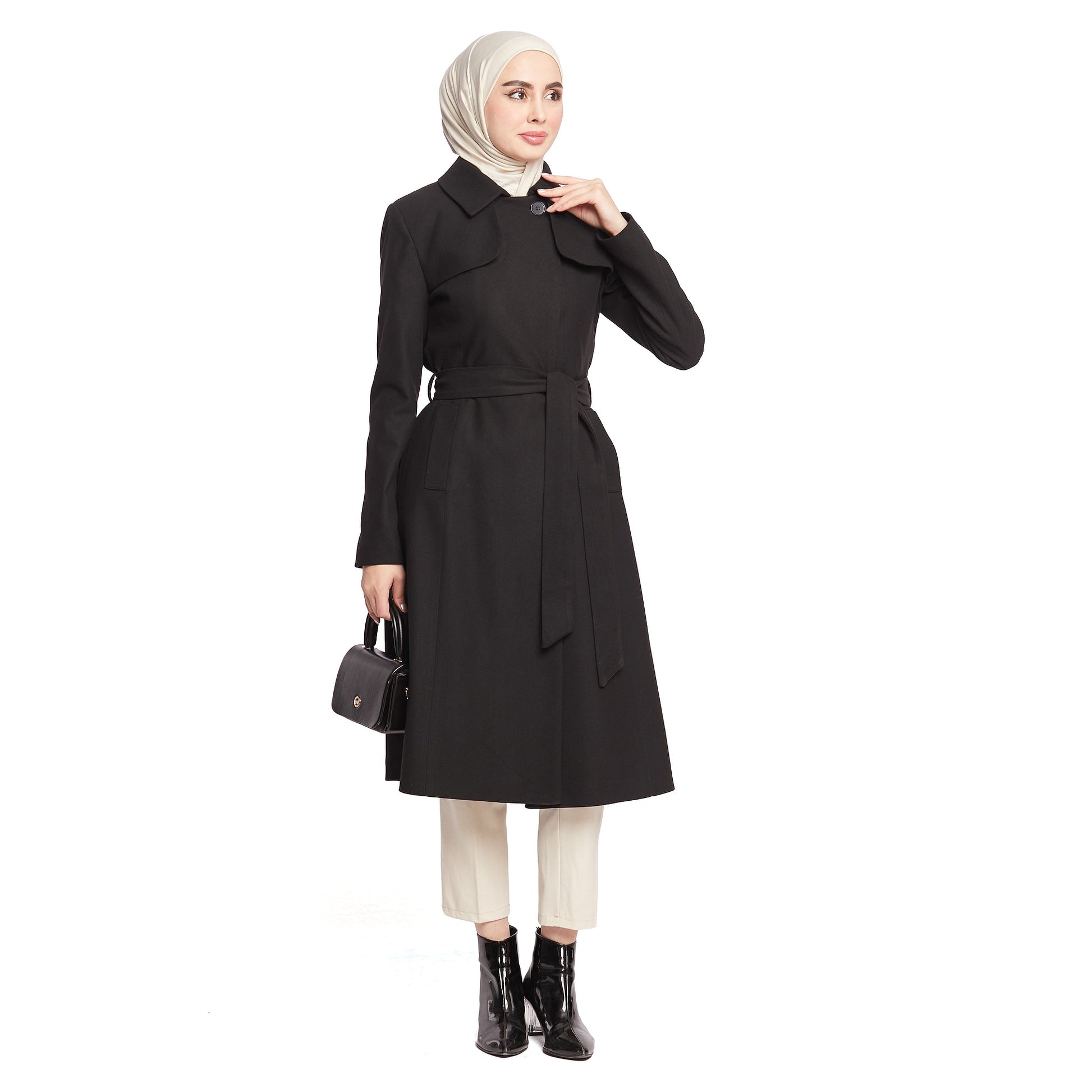 Concealed Placket Single-Button Lined Coat