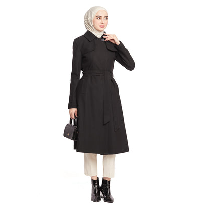 Concealed Placket Single-Button Lined Coat